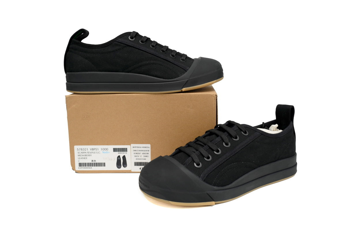 Bottega Veneta Vulcan Low-Top Sneakers – Black Canvas