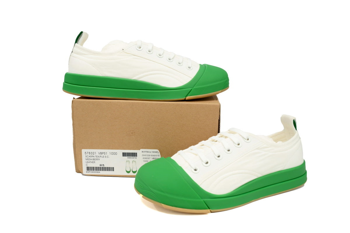 Bottega Veneta Vulcan Low-Top Sneakers – White & Parakeet Green