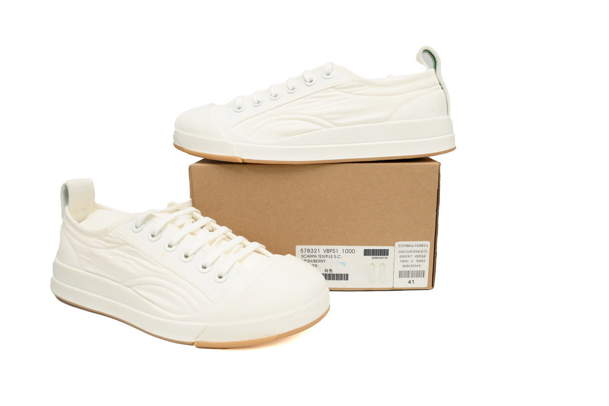 Bottega Veneta Vulcan Low-Top Sneakers – White Canvas