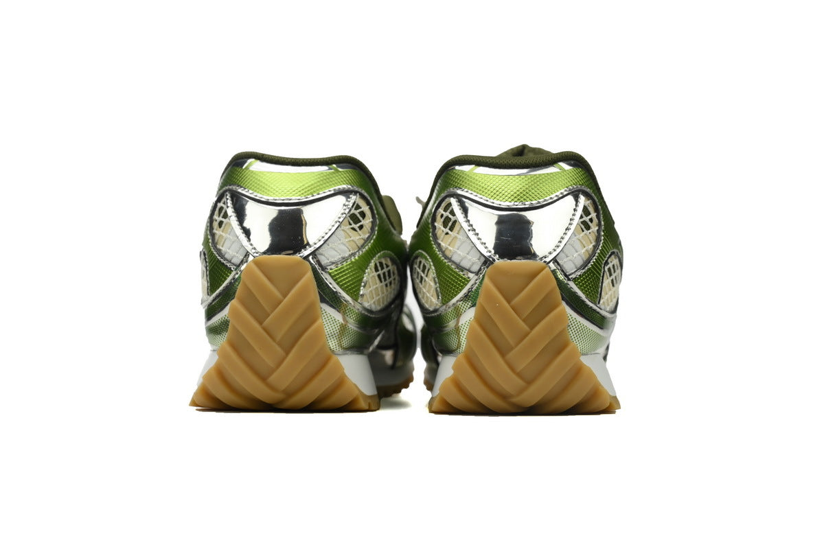Bottega Veneta Orbit Sneakers – Olive Green Metallic
