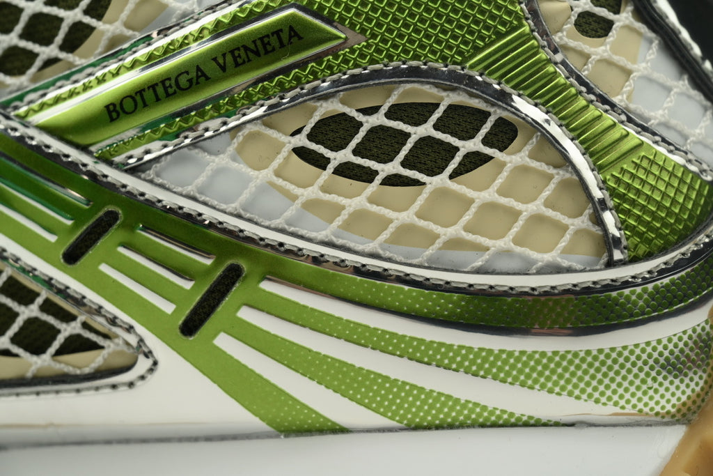 Bottega Veneta Orbit Sneakers – Olive Green Metallic