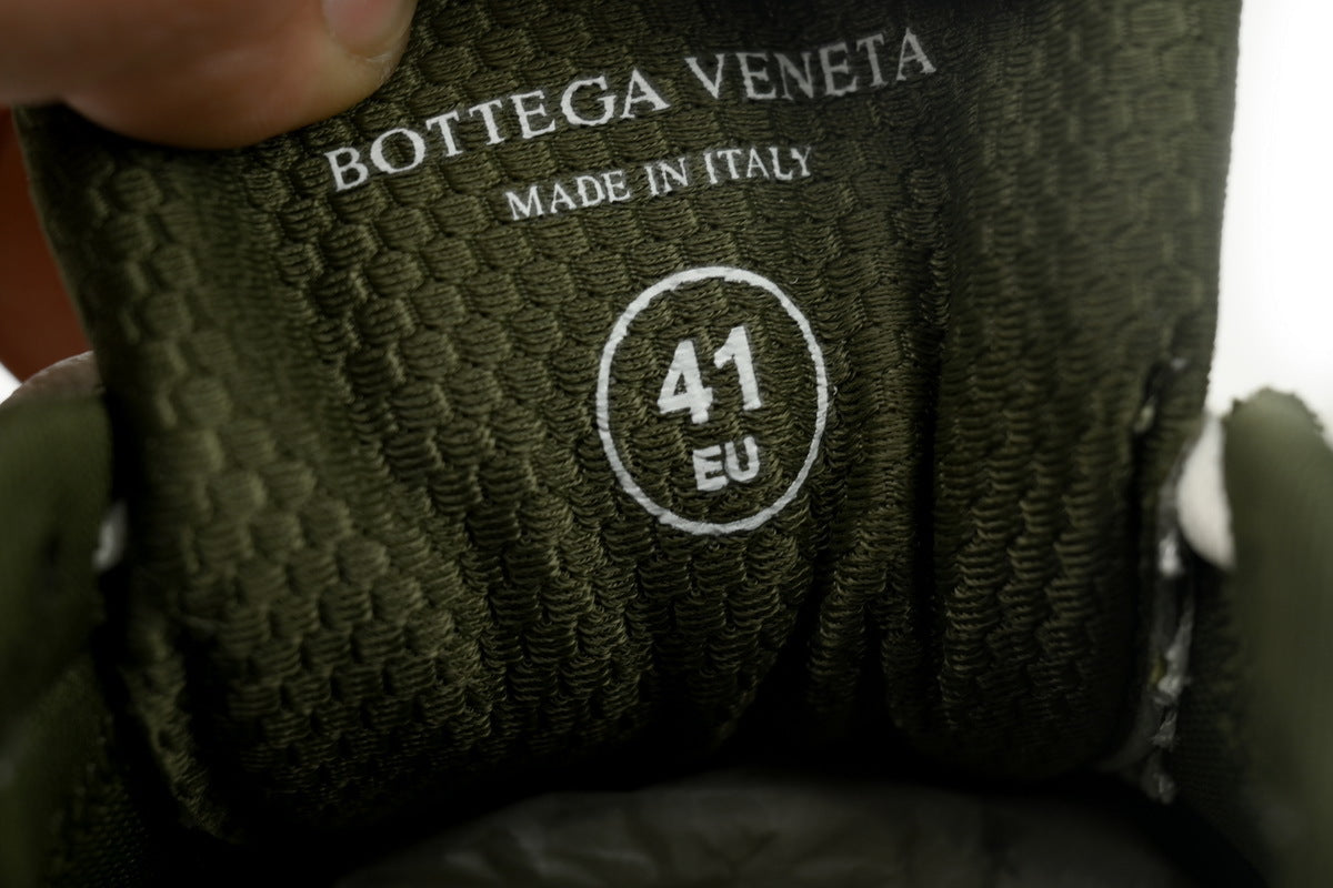 Bottega Veneta Orbit Sneakers – Olive Green Metallic