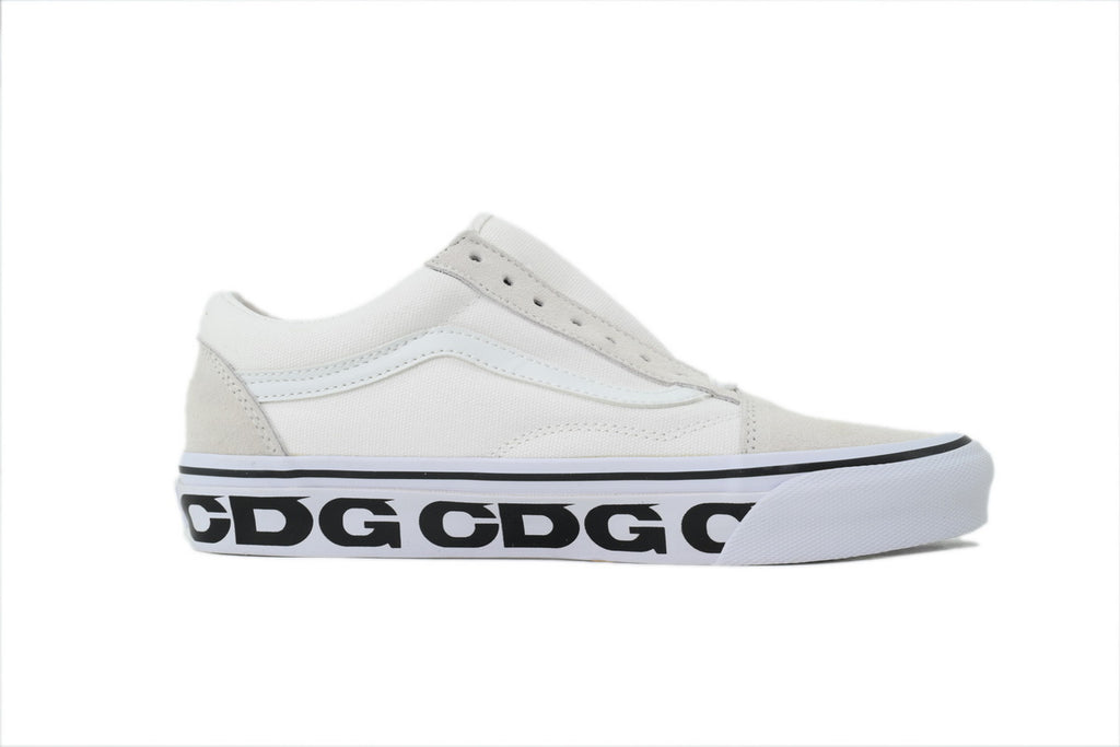 CDG x Vans OG Old Skool LX Sidewall White Sneakers