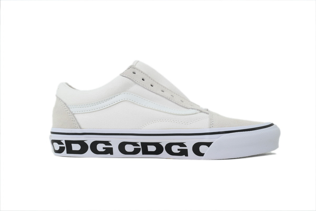 CDG x Vans OG Old Skool LX Sidewall White Sneakers
