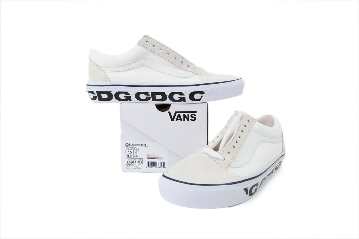 CDG x Vans OG Old Skool LX Sidewall White Sneakers