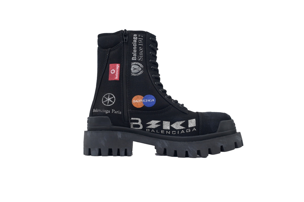 Balenciaga Strike Combat Co-Branded Graffiti Canvas Boots