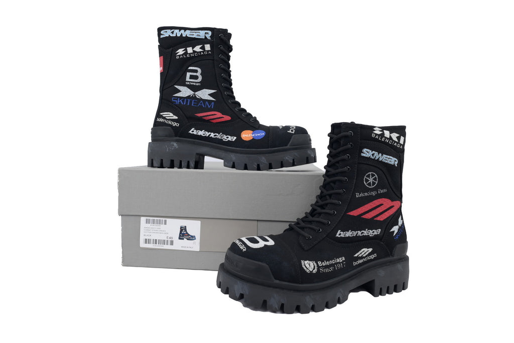 Balenciaga Strike Combat Co-Branded Graffiti Canvas Boots