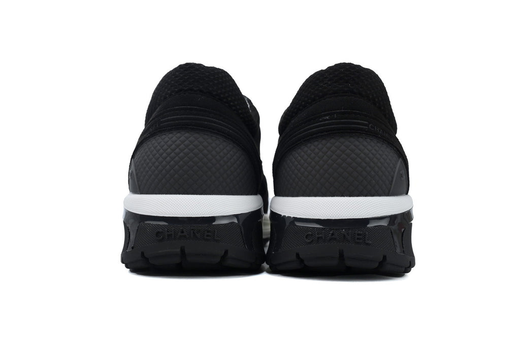 Chanel Black Mesh & Leather Sneakers