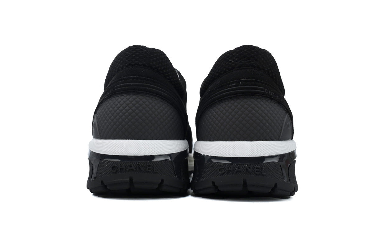 Chanel Black Mesh & Leather Sneakers