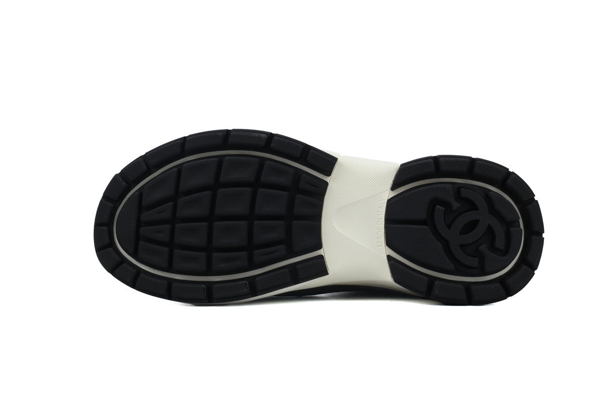 Chanel Black Mesh & Leather Sneakers
