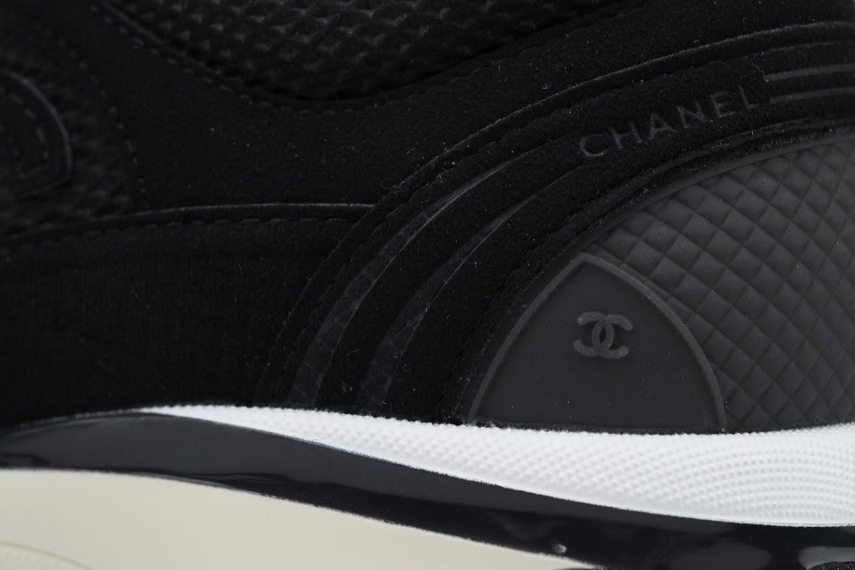 Chanel Black Mesh & Leather Sneakers