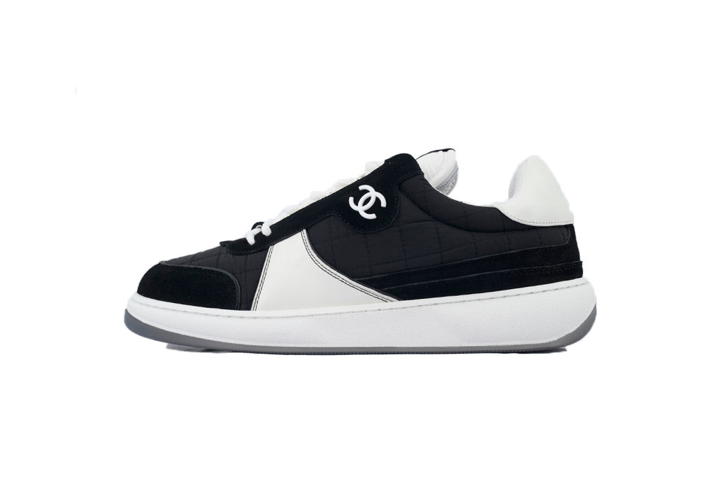 Chanel Black & White Quilted Fabric Sneakers