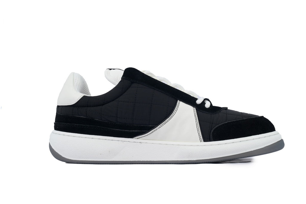Chanel Black & White Quilted Fabric Sneakers