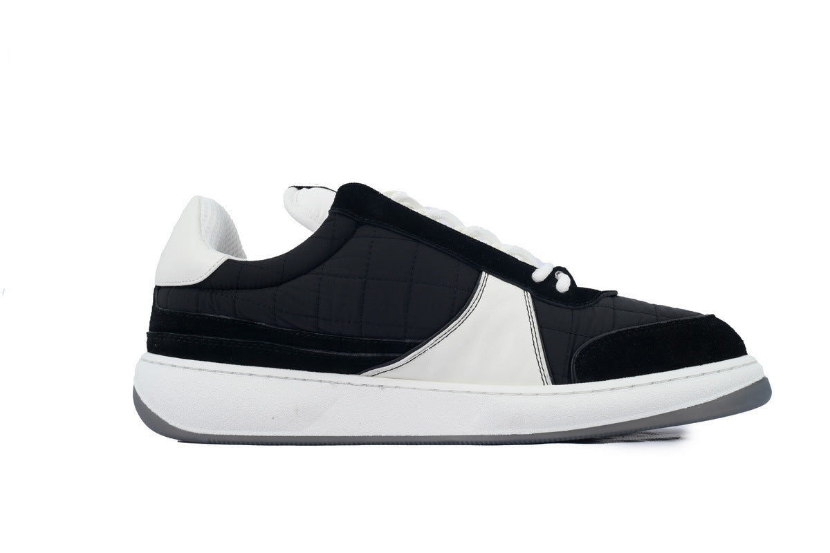 Chanel Black & White Quilted Fabric Sneakers