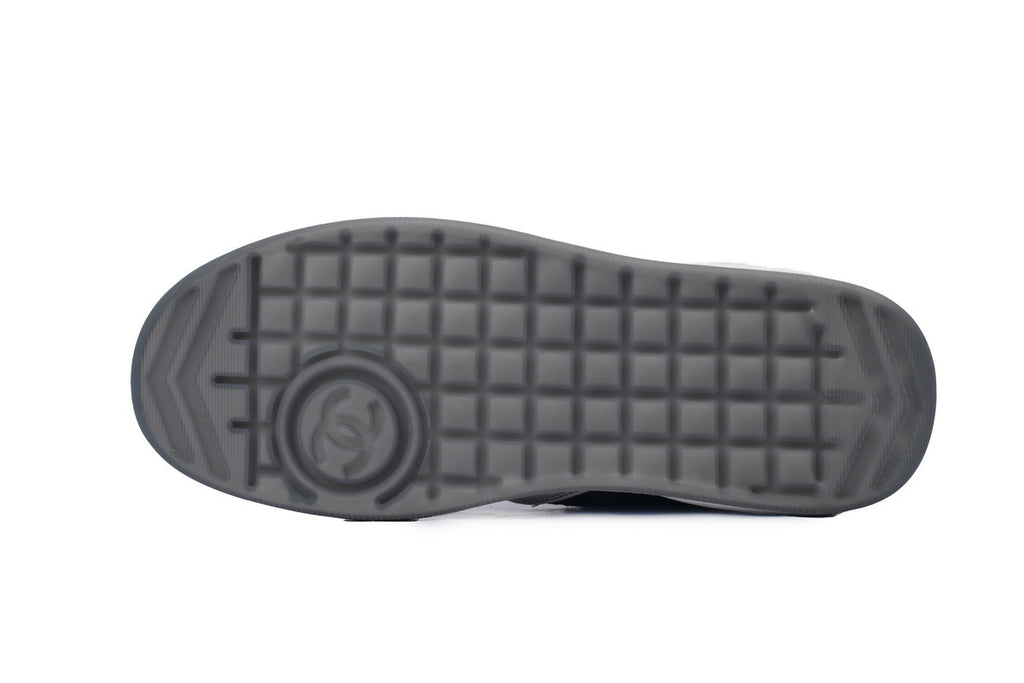 Chanel Black & White Quilted Fabric Sneakers