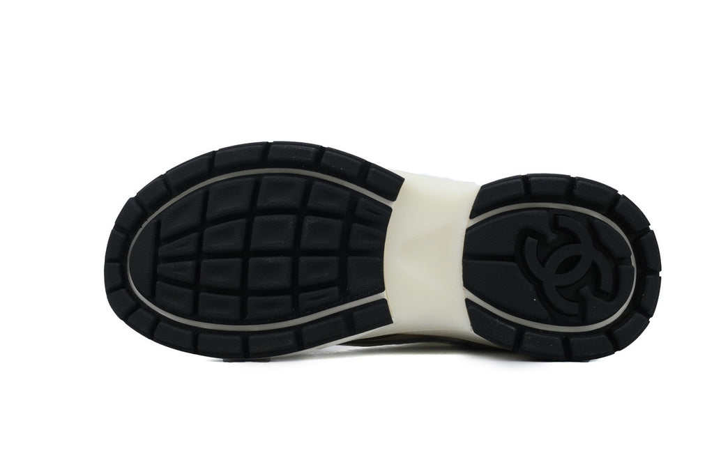 Chanel Khaki Mesh & Metallic Leather Sneakers
