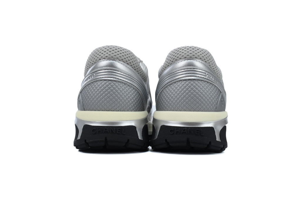 Chanel Silver Mesh Double C Sneakers