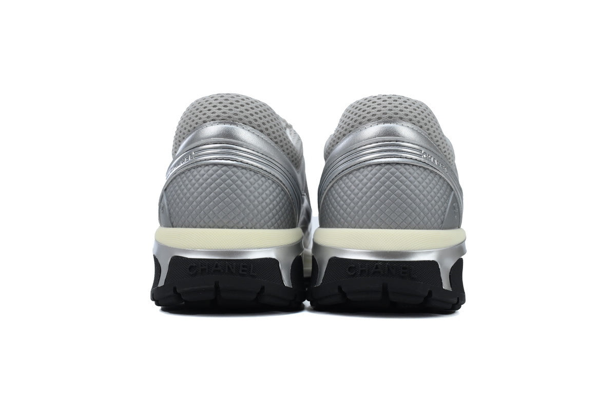 Chanel Silver Mesh Double C Sneakers