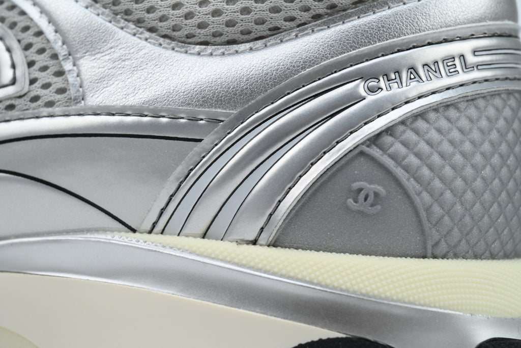 Chanel Silver Mesh Double C Sneakers