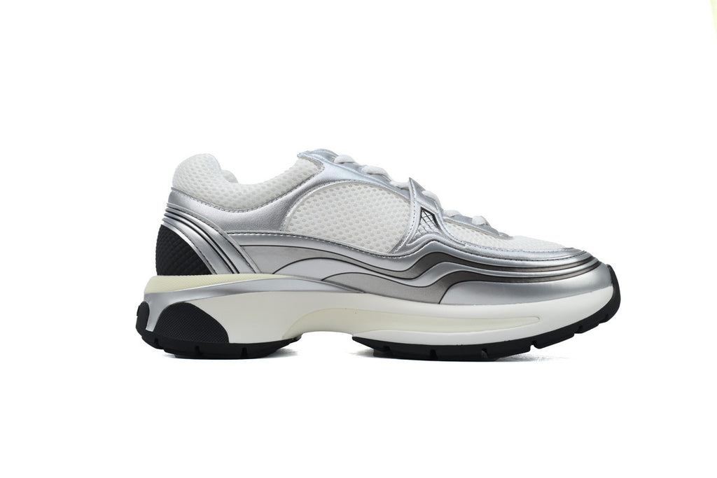 Chanel Silver & Black CC Runner Sneakers