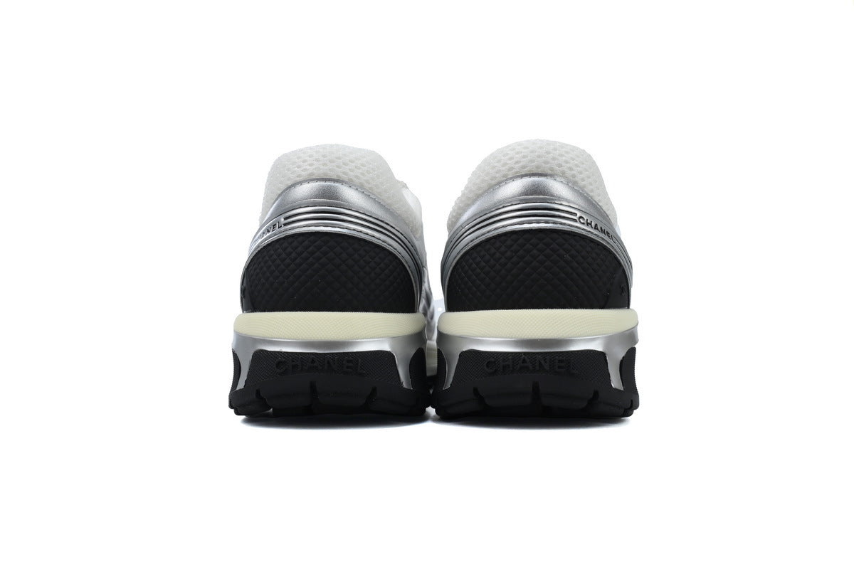 Chanel Silver & Black CC Runner Sneakers