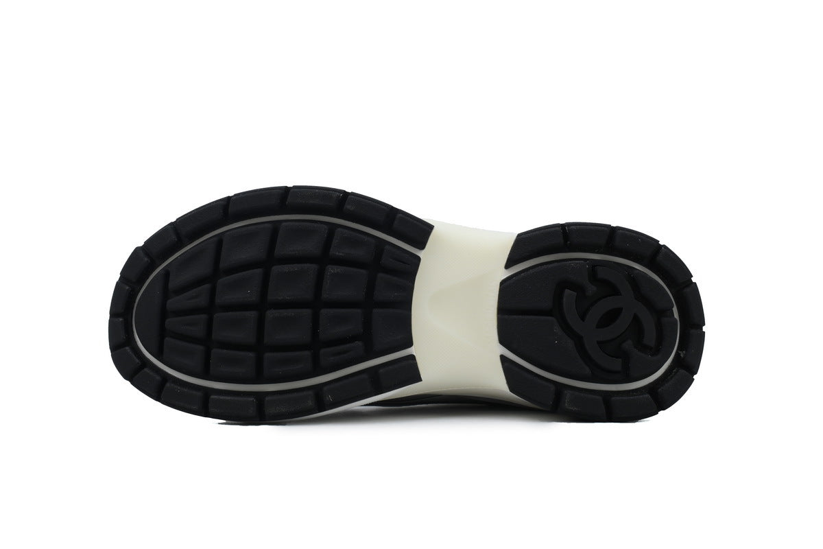 Chanel Silver & Black CC Runner Sneakers