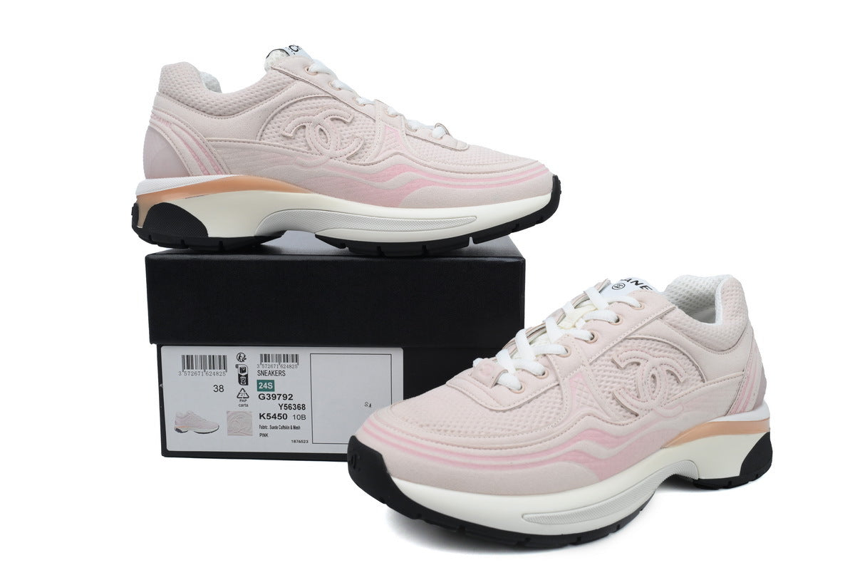 Chanel Light Pink Mixed-Material Sneakers