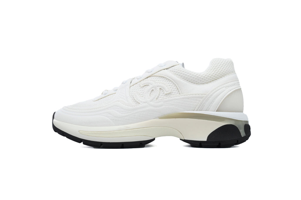 Chanel White Double C Platform Sneakers