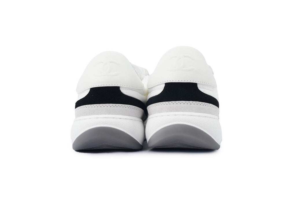 Chanel White Fabric & Calfskin Sneakers