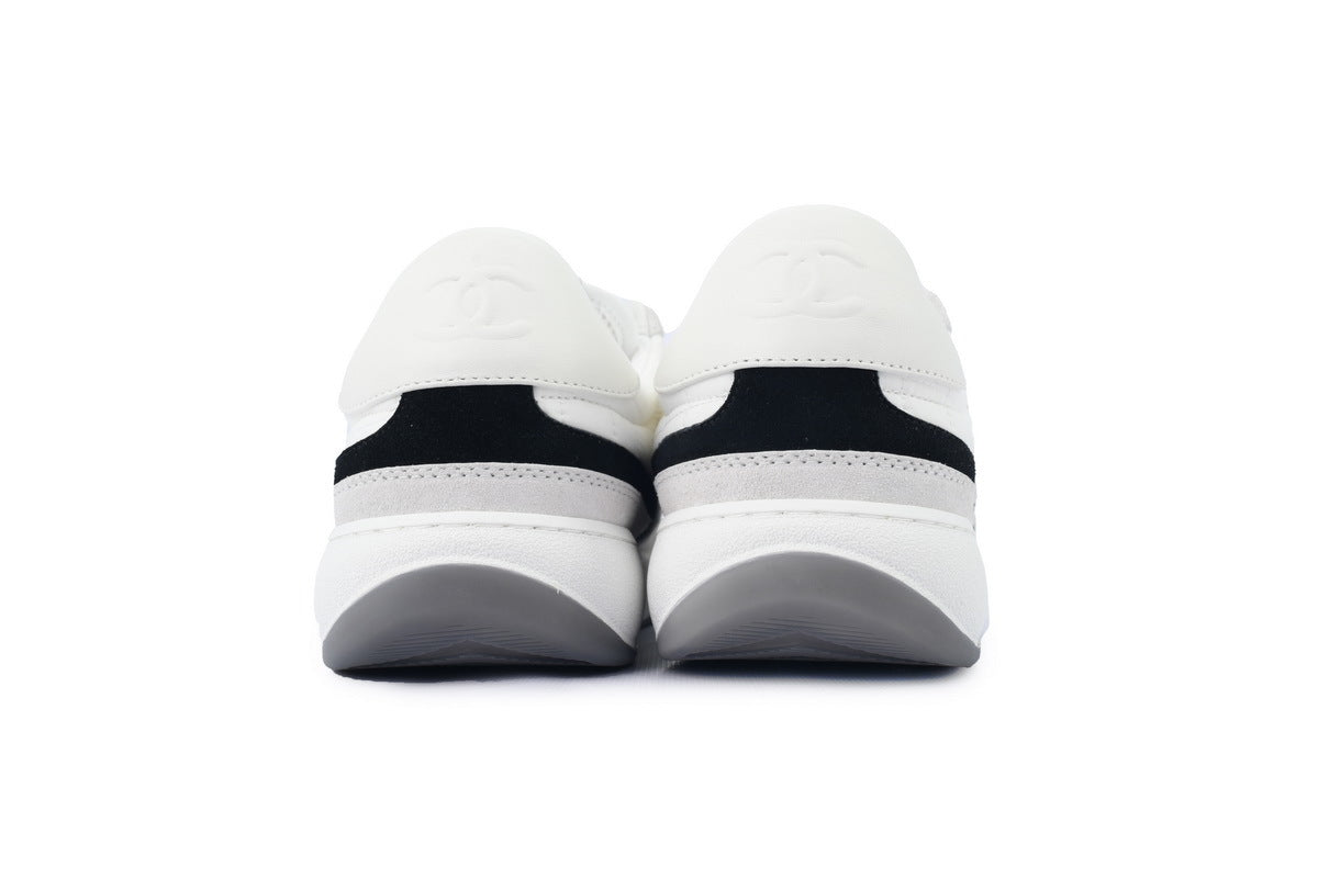 Chanel White Fabric & Calfskin Sneakers