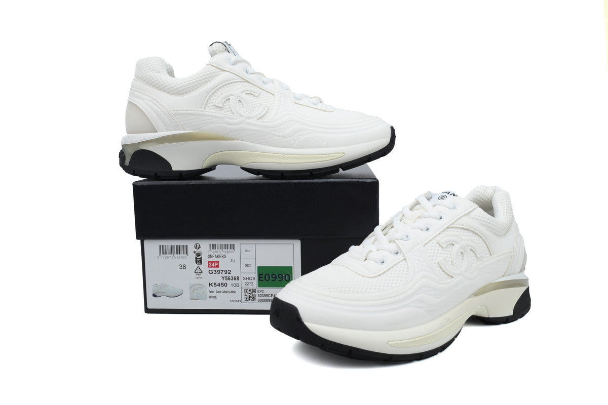 Chanel White Double C Platform Sneakers