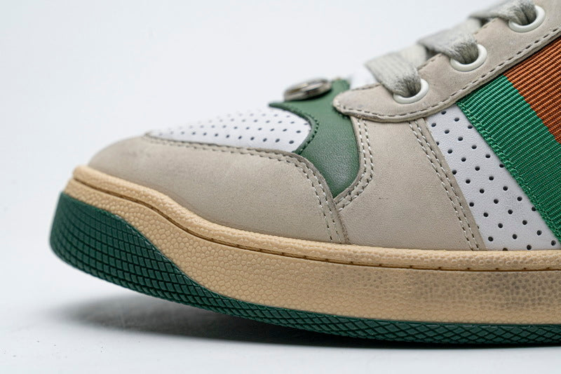 Gucci White Perforated Distressed Sneakers