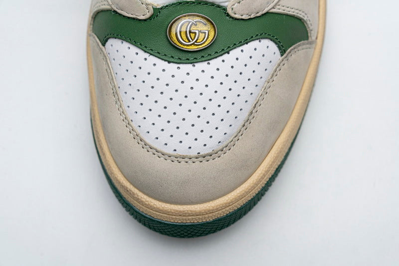 Gucci White Perforated Distressed Sneakers