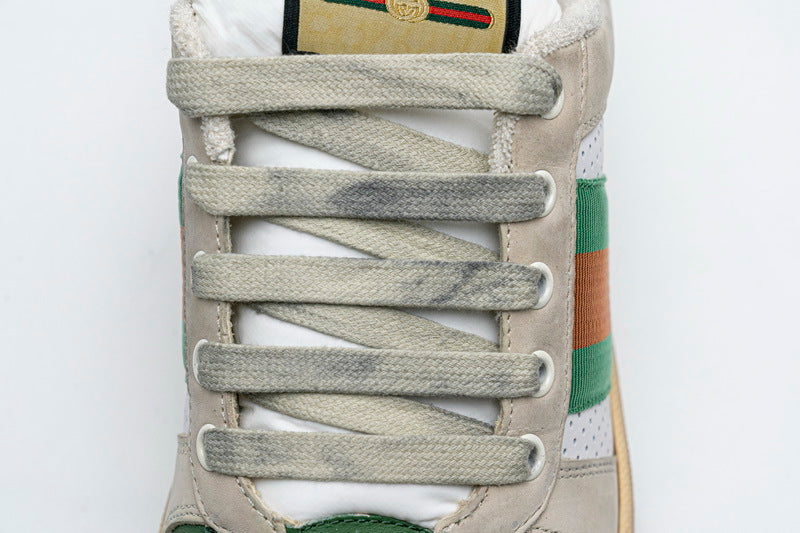 Gucci White Perforated Distressed Sneakers