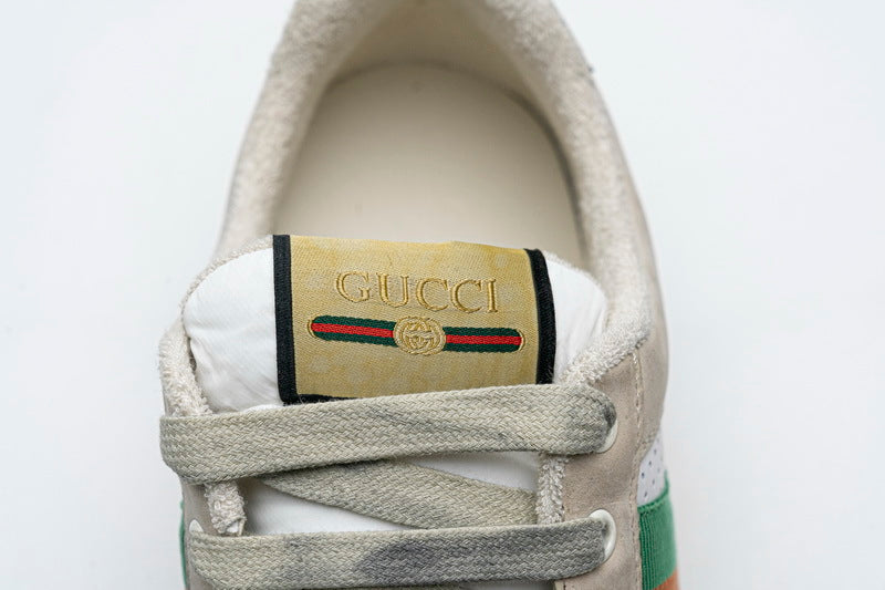 Gucci White Perforated Distressed Sneakers