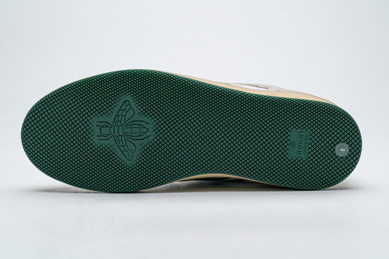 Gucci White Perforated Distressed Sneakers