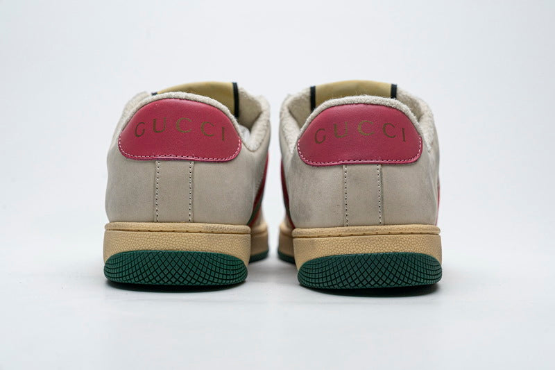 Gucci Screener GG Canvas Sneakers with Pink Heel