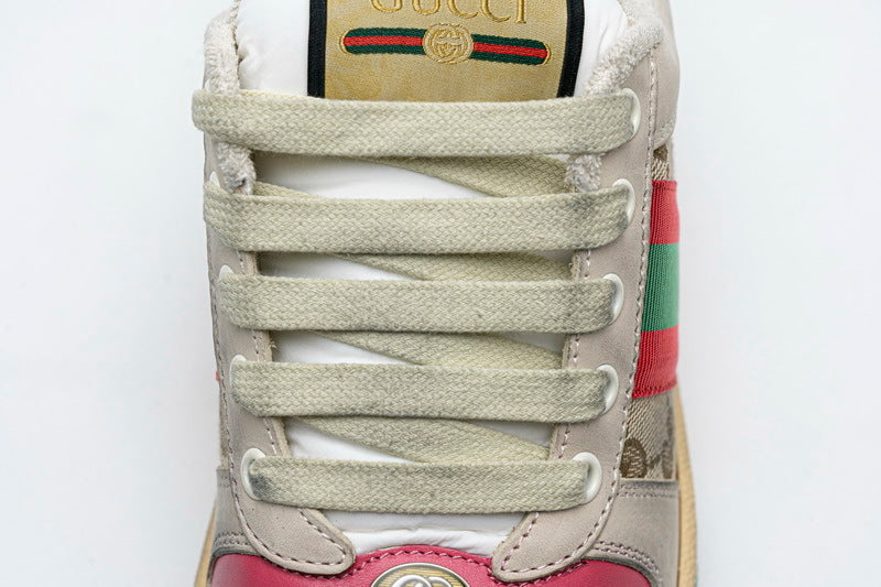 Gucci Screener GG Canvas Sneakers with Pink Heel
