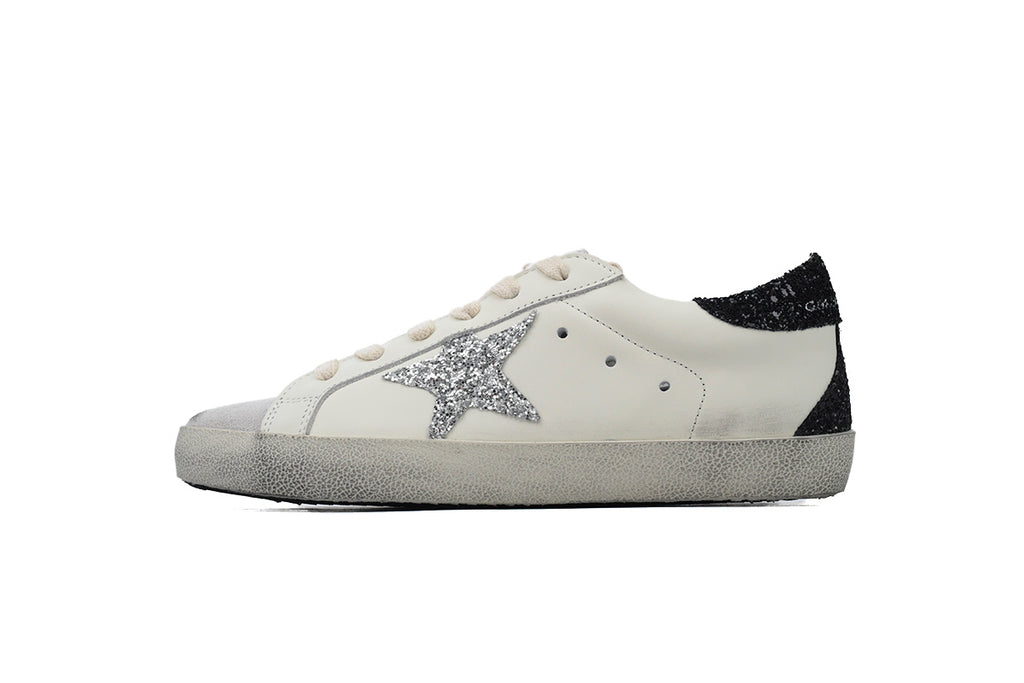 Golden Goose Super-Star Sneakers – Black Glitter Heel
