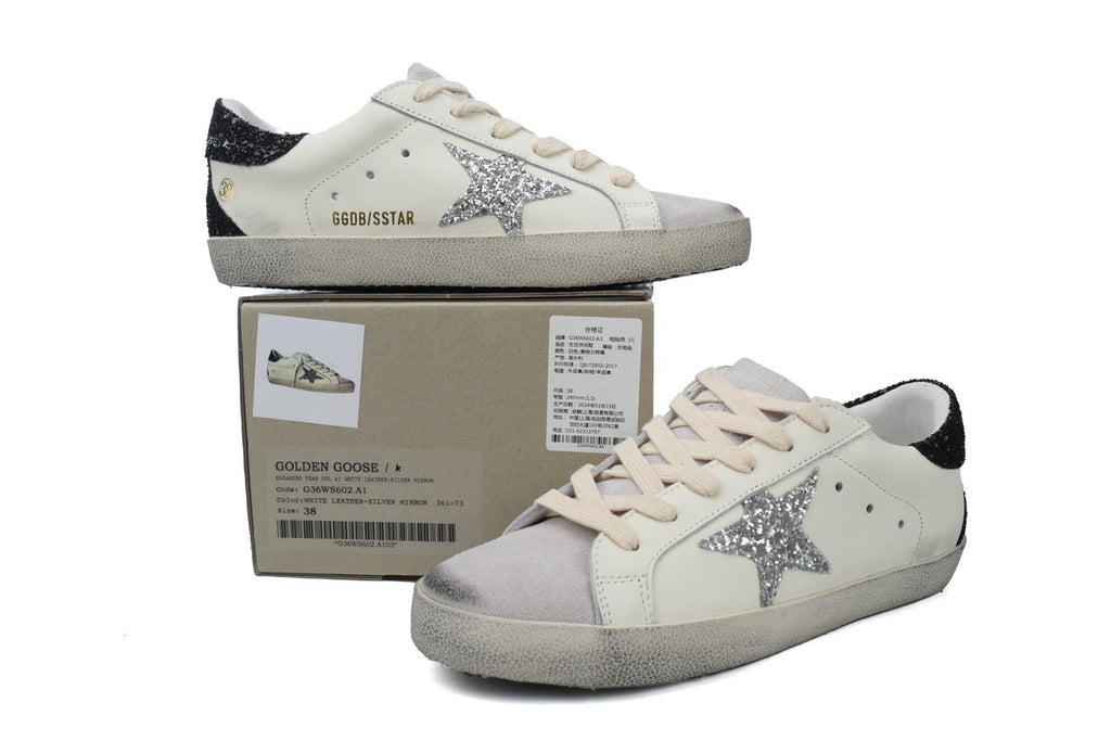 Golden Goose Super-Star Sneakers – Black Glitter Heel