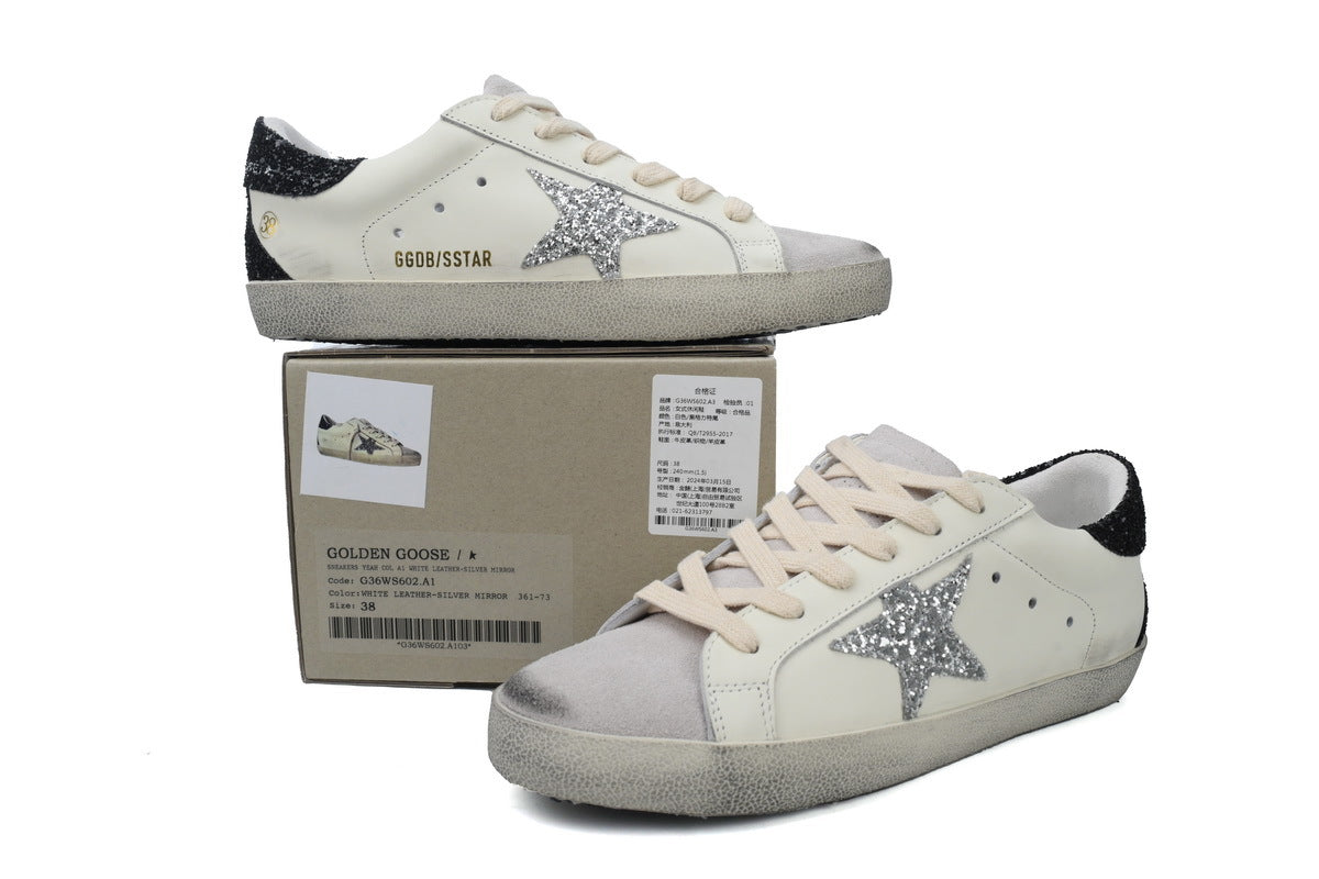 Golden Goose Super-Star Sneakers – Black Glitter Heel