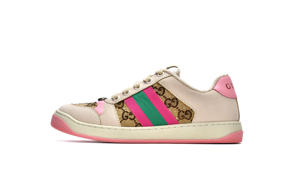 Gucci Screener Pink Crystal GG Canvas Sneakers