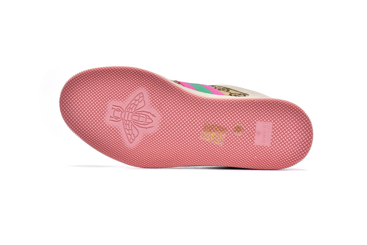 Gucci Screener Pink Crystal GG Canvas Sneakers