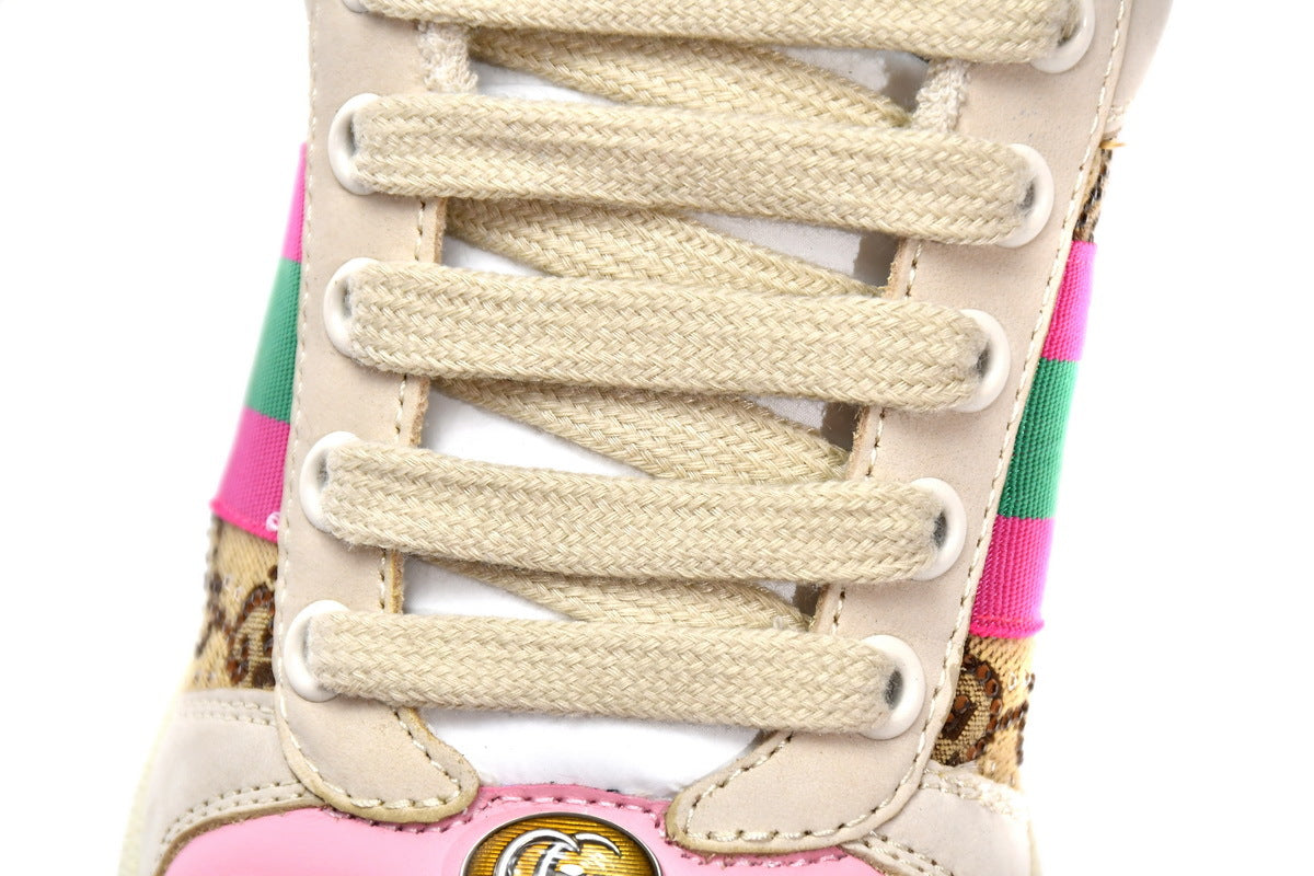 Gucci Screener Pink Crystal GG Canvas Sneakers