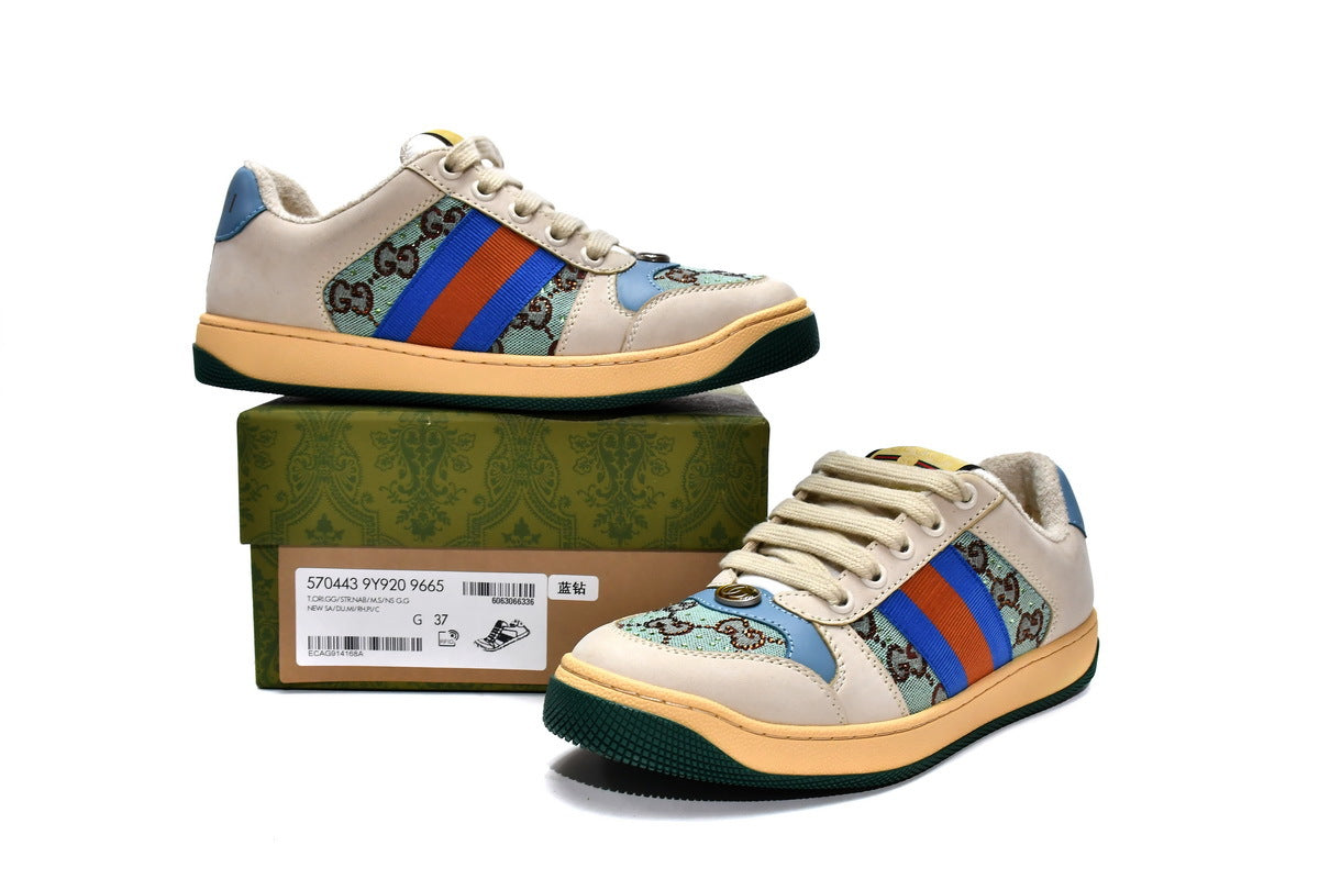 Gucci Screener Blue Crystal GG Canvas Sneakers