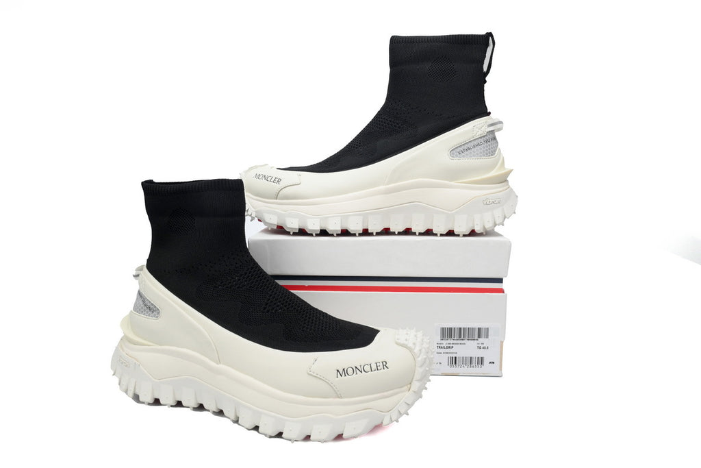 Moncler Trailgrip Knit Black White High-Top Sneakers