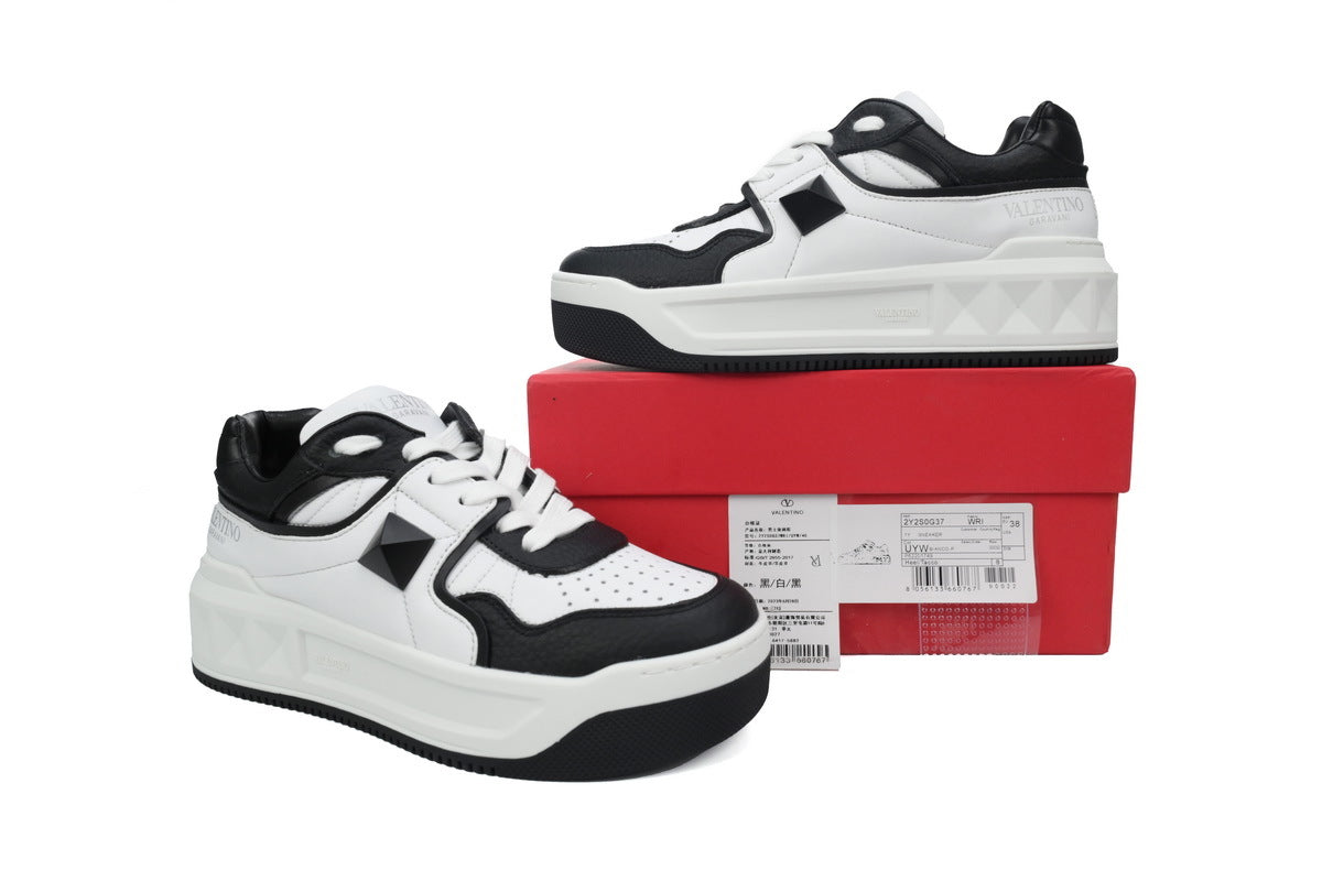 Valentino Garavani One Stud XL Black & White Platform Sneakers