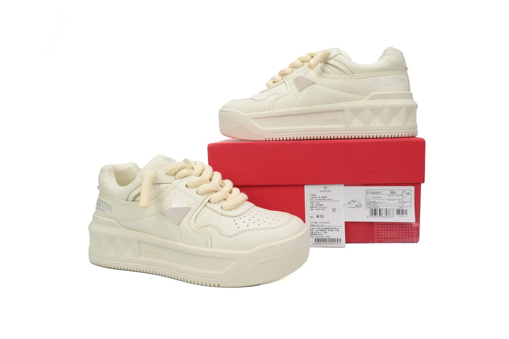 Valentino Garavani One Stud XL Beige Platform Sneakers