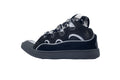 LANVIN Curb Leather Sneakers – Black/Grey Tonal