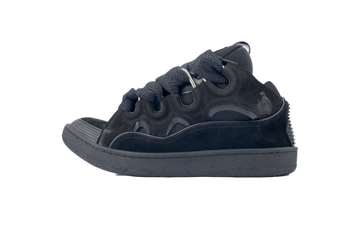 LANVIN Curb Leather Sneakers – All-Black